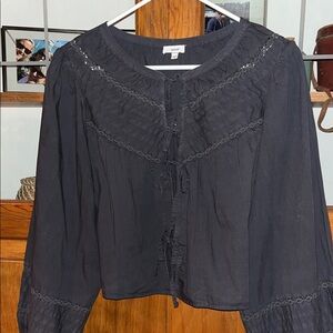 Aerie tie front blouse gray small